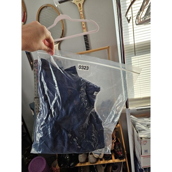 Lafayette 148 Navy Linen Pintuck Button Front Blouse Size 14 Unique - Picture 9 of 9